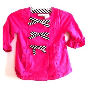 Pink cardigan with Zebra Bow buttons 24mounths